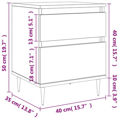 vidaXL Noptiere, 2 buc., stejar sonoma, 40x35x50 cm, lemn compozit