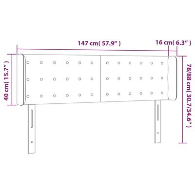 vidaXL Tăblie de pat cu LED, crem, 147x16x78/88 cm, piele ecologică