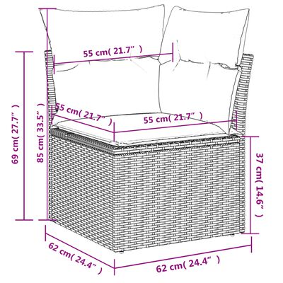 vidaXL Set mobilier de grădină cu perne, 13 piese, gri, poliratan