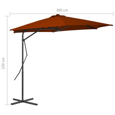 vidaXL Umbrelă de exterior cu stâlp din oțel, teracota, 300x230 cm