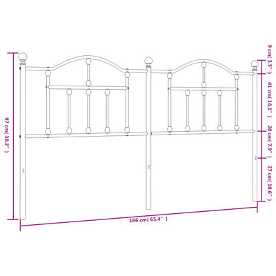 vidaXL Tăblie de pat metalică, alb, 160 cm