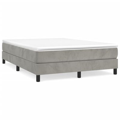 vidaXL Pat box spring cu saltea, gri deschis, 140x190 cm, catifea