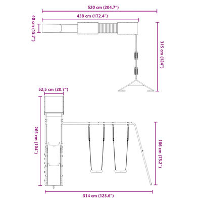 vidaXL Set de joacă pentru exterior, lemn masiv de douglas