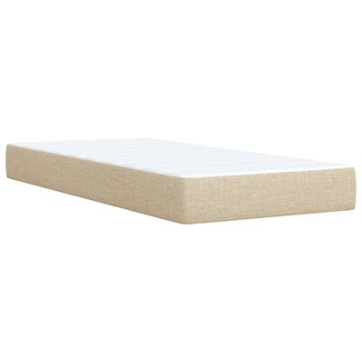 vidaXL Pat box spring cu saltea, crem, 80x200 cm, textil