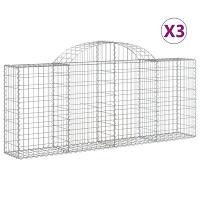 vidaXL Coșuri gabion arcuite 3 buc, 200x30x80/100cm, fier galvanizat