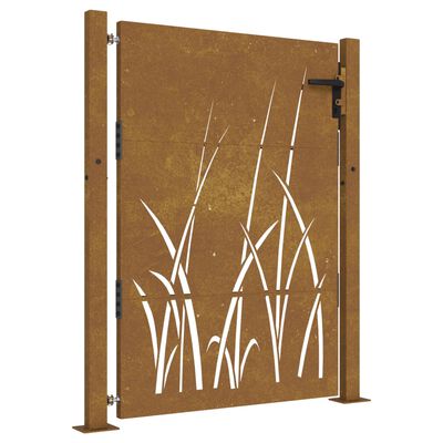 vidaXL Poartă pentru grădină, 105x130 cm, oțel corten, model iarbă