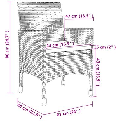 vidaXL Set mobilier de grădină cu perne, 7 piese, poliratan și sticlă