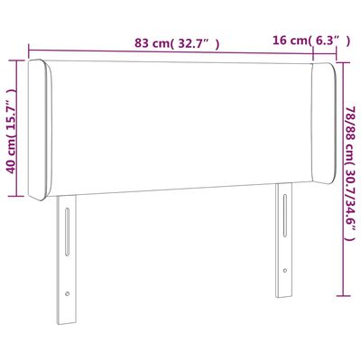 vidaXL Tăblie de pat cu aripioare negru 83x16x78/88 cm piele ecologică