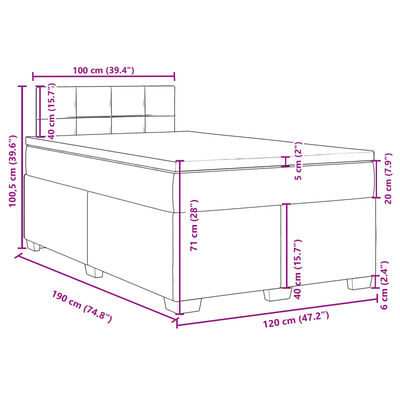 vidaXL Pat box spring cu saltea, albastru, 120x190 cm, catifea