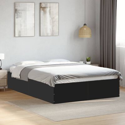 vidaXL Cadru de pat, negru ,135x190 cm, lemn prelucrat