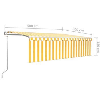 vidaXL Copertină retractabilă automat stor&LED&senzor galben&alb, 5x3m