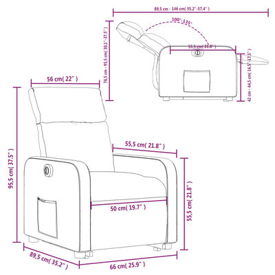 vidaXL Fotoliu rabatabil electric cu ridicare, crem, piele ecologică