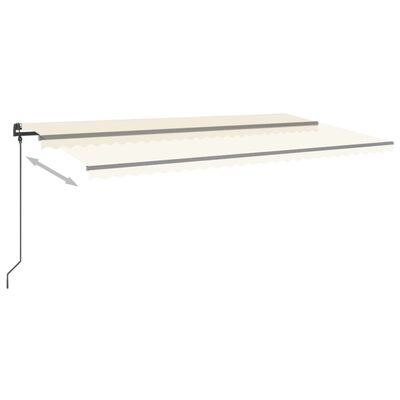 vidaXL Copertină retractabilă manual cu LED, crem, 6x3 m