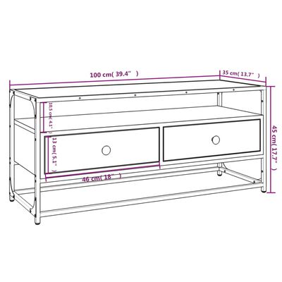 vidaXL Dulap TV stejar maro, 100x35x45 cm, lemn prelucrat