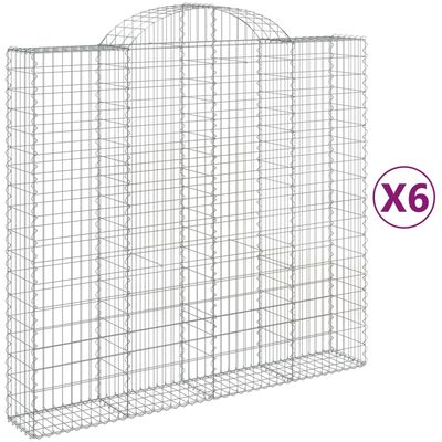 vidaXL Coșuri gabion arcuite 6 buc, 200x50x180/200 cm, fier galvanizat