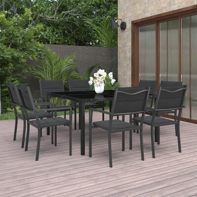 vidaXL Set mobilier de exterior, 9 piese, oțel