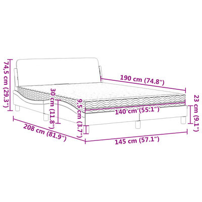 vidaXL Pat cu saltea, albastru, 140x190 cm, catifea