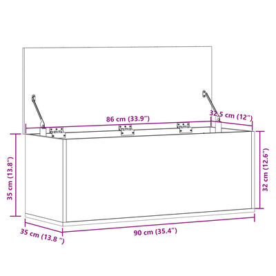 vidaXL Cutie de depozitare, negru, 90x35x35 cm, lemn prelucrat