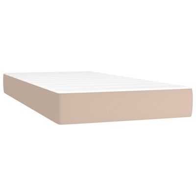 vidaXL Pat box spring cu saltea, cappuccino, 100x200cm piele ecologică