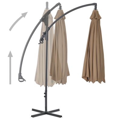 vidaXL Umbrelă în consolă cu stâlp din oțel, taupe, 300 cm