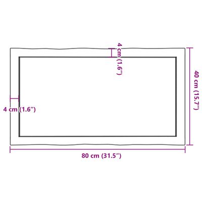 vidaXL Blat masă, 80x40x(2-4) cm, maro, lemn tratat contur organic