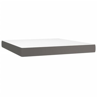 vidaXL Pat box spring cu saltea, gri, 160x200 cm, piele ecologică