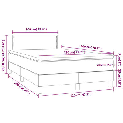 vidaXL Pat continental cu saltea & LED, roz, 120x200 cm, catifea