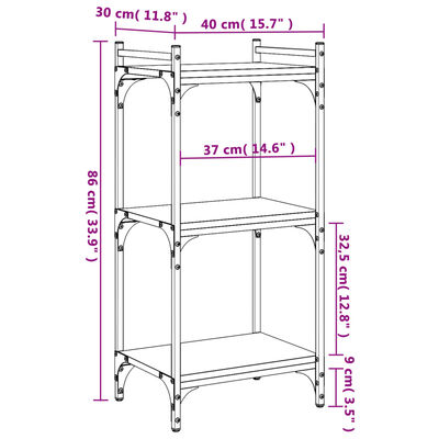 vidaXL Bibliotecă 3 niveluri, stejar maro 40x30x86 cm, lemn prelucrat