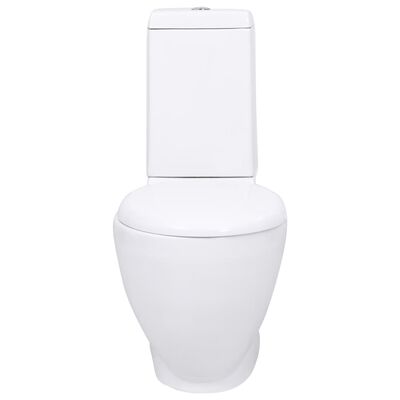 vidaXL Vas WC toaletă de baie, alb, ceramică, rotund, flux inferior