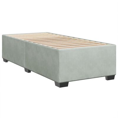 vidaXL Pat box spring cu saltea, gri deschis, 90x190 cm, catifea