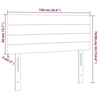 vidaXL Tăblie de pat, gri închis, 100x5x78/88 cm, catifea