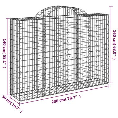 vidaXL Coșuri gabion arcuite 11 buc, 200x50x140/160cm, fier galvanizat