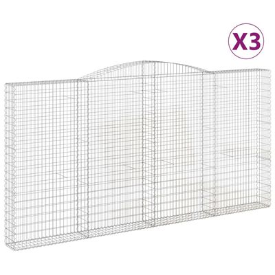 vidaXL Coșuri gabion arcuite 3 buc. 400x30x200/220 cm fier galvanizat