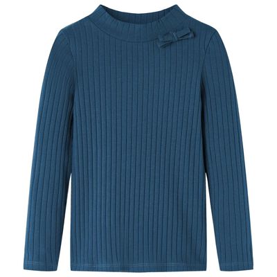 Tricou de copii cu mâneci lungi, tricot cu nervuri, bleumarin, 116