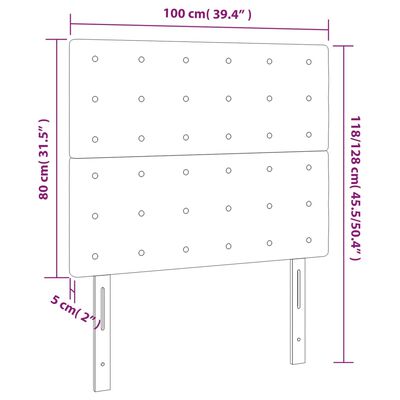 vidaXL Tăblie de pat cu LED, gri închis, 100x5x118/128 cm, textil