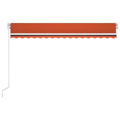 vidaXL Copertină retractabilă manual,LED, portocaliu/ maro, 450x350 cm