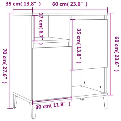 vidaXL Dulapuri, 3 buc, gri beton, 60x35x70 cm, lemn prelucrat