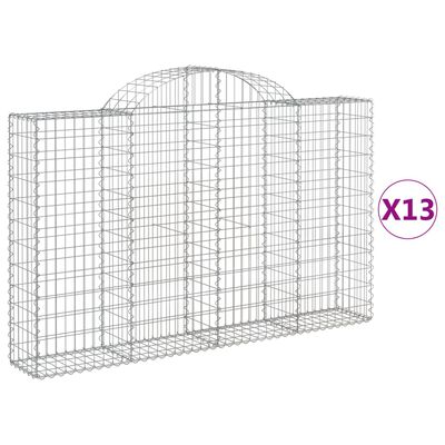 vidaXL Coșuri gabion arcuite 13 buc, 200x30x120/140cm, fier galvanizat