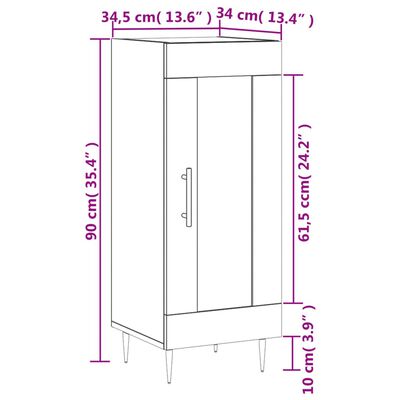 vidaXL Servantă, alb extralucios, 34,5x34x90 cm, lemn compozit