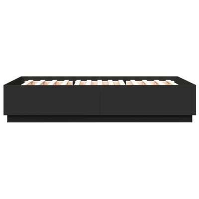 vidaXL Cadru de pat cu lumini LED, negru, 160x200 cm, lemn prelucrat