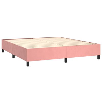 vidaXL Pat box spring cu saltea, roz, 160x200 cm, catifea