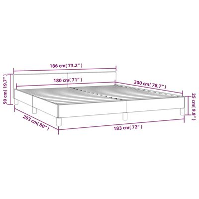 vidaXL Cadru de pat cu tăblie, cappuccino, 180x200 cm, piele ecologică