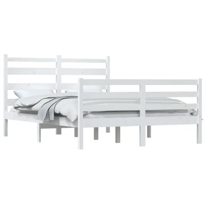 vidaXL Cadru de pat, 120x200 cm, lemn masiv de pin, alb