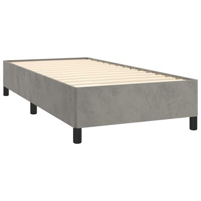 vidaXL Pat box spring cu saltea, gri deschis, 100x200 cm, catifea