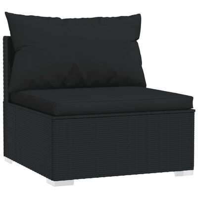 vidaXL Set mobilier de grădină cu perne, 12 piese, negru, poliratan