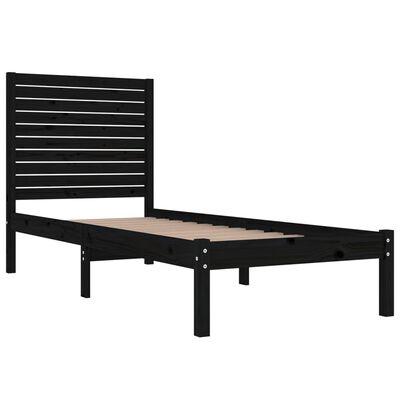 vidaXL Cadru de pat single, negru, 90x190 cm, lemn masiv