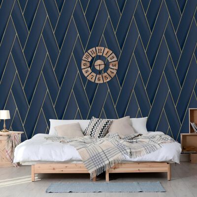 DUTCH WALLCOVERINGS Tapet „Geometric”, albastru și auriu