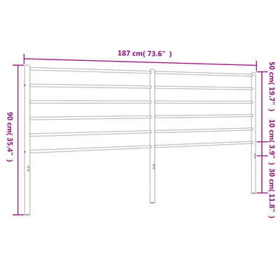 vidaXL Tăblie de pat metalică, negru, 180 cm