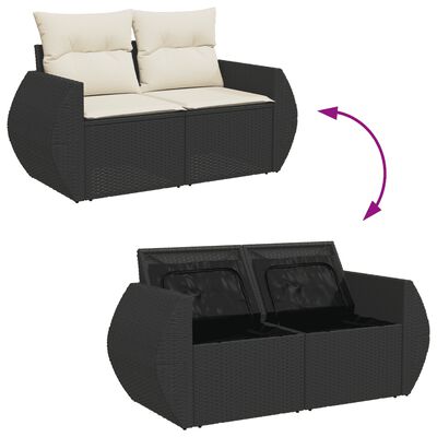 vidaXL Set mobilier de grădină cu perne, 6 piese, negru, poliratan