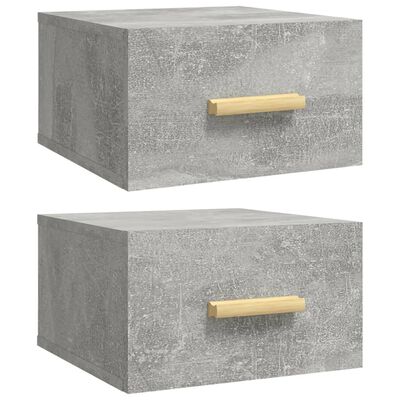 vidaXL Noptiere montate pe perete 2 buc. gri beton 35x35x20 cm